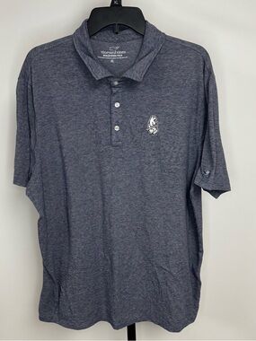Vineyard Vines Edgartown Men's Polo Size XL Chicago Cubs Logo Heathered Blue
